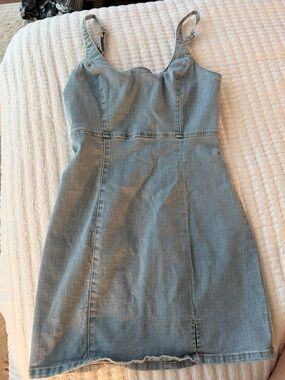 Light Blue Denim Tank Mini Dress - Unbranded